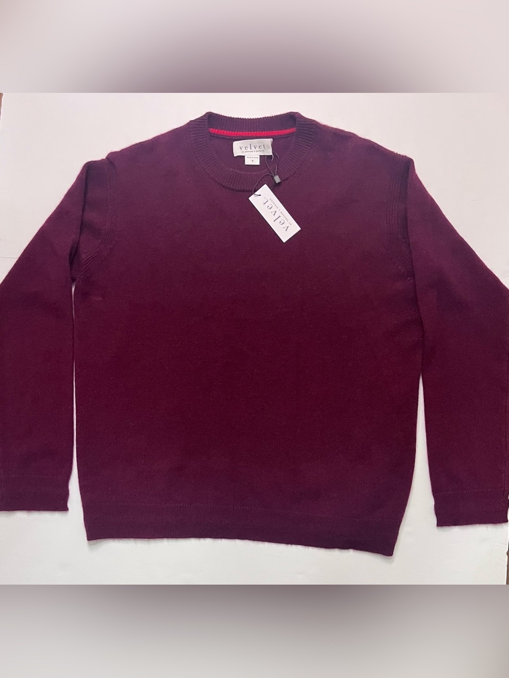 Velvet by Graham & Spencer 100% Cashmere Sweater S Burgundy NWT